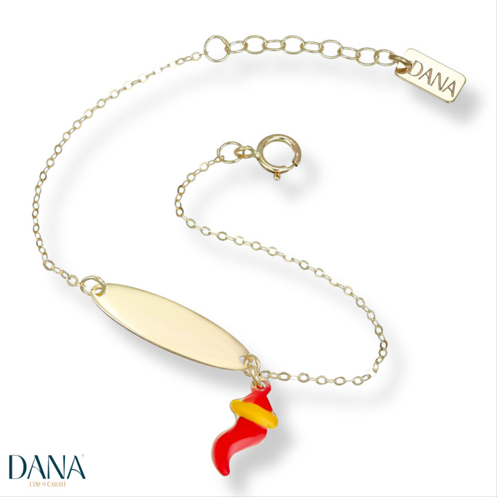 Bracelets Dana Baby targa e corno napoletano pendente