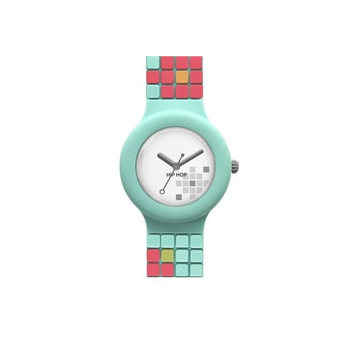 Watches HipHop MOSAIC Green and Coral HWU0456