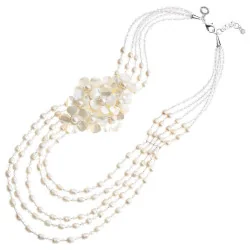 Necklace with Pearls, Mother-of-Pearl and Crystals