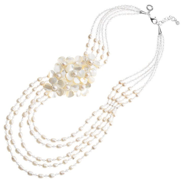 Necklaces Necklace with Pearls, Mother-of-Pearl and Crystals