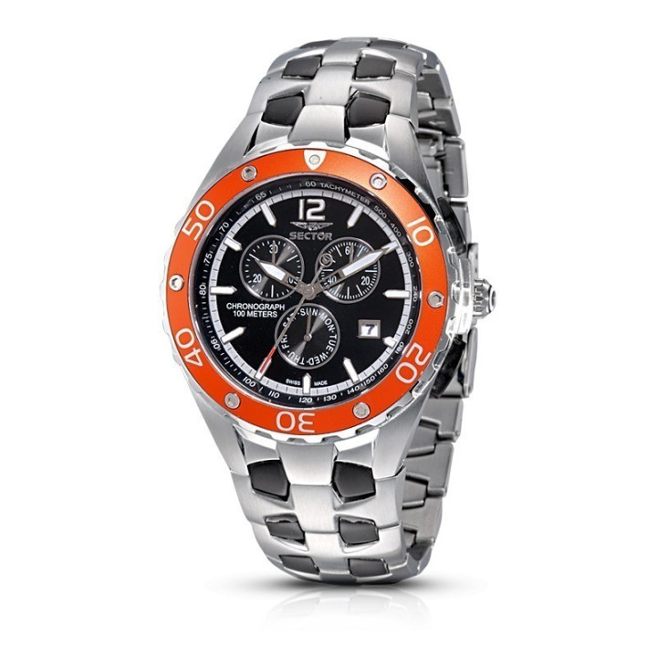 Orologio Orologio Sector Cronografo 340 Nero e Argento