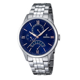 Watches Festina Retrograde Watch Blue Dial Copper Indices