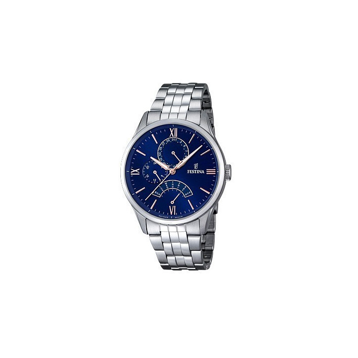Watches Festina Retrograde Watch Blue Dial Copper Indices