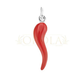 Necklaces Cornetto della Fortuna Pendant Red Enamel Silver