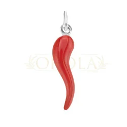 Cornetto della Fortuna Pendant Red Enamel Silver