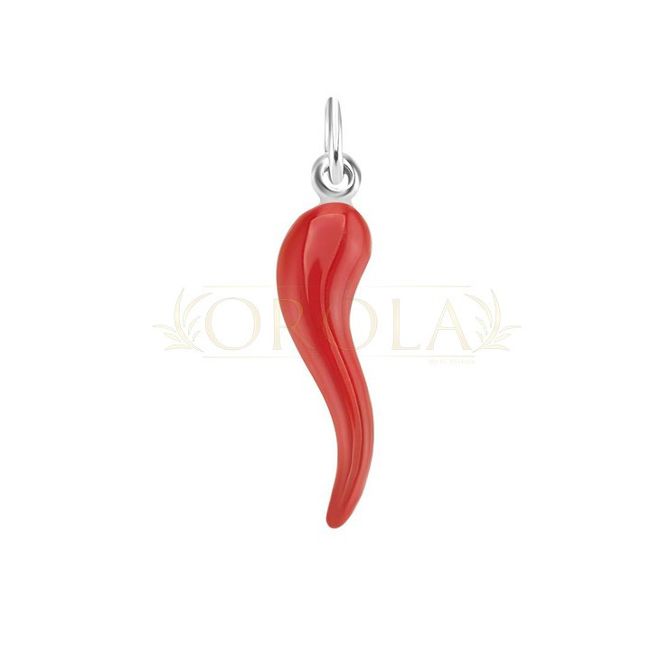 Necklaces Cornetto della Fortuna Pendant Red Enamel Silver