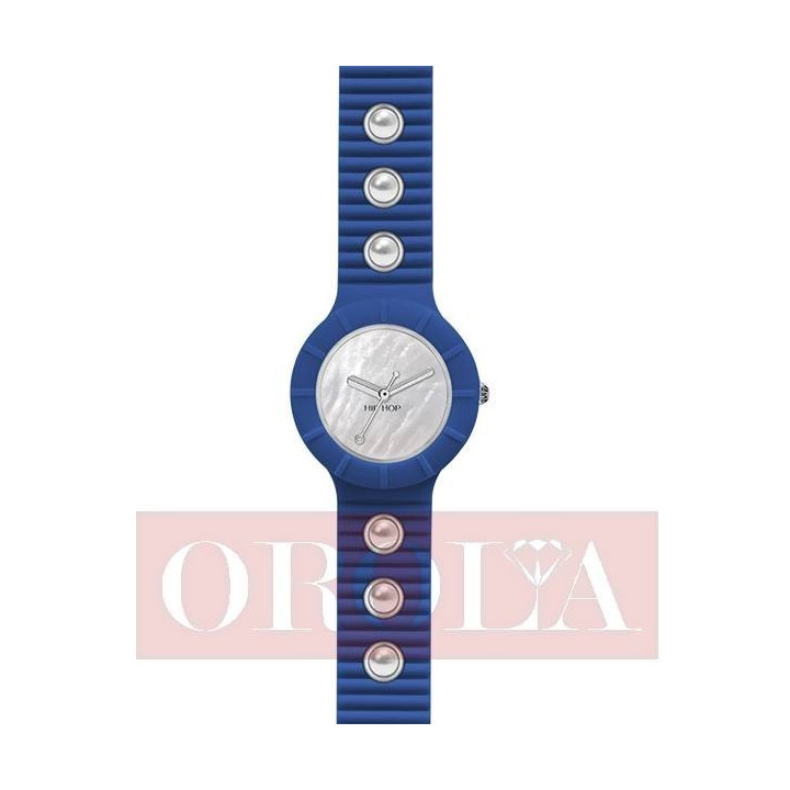 Watches HipHop Blue with Metal Inserts and Pearls HWU0496