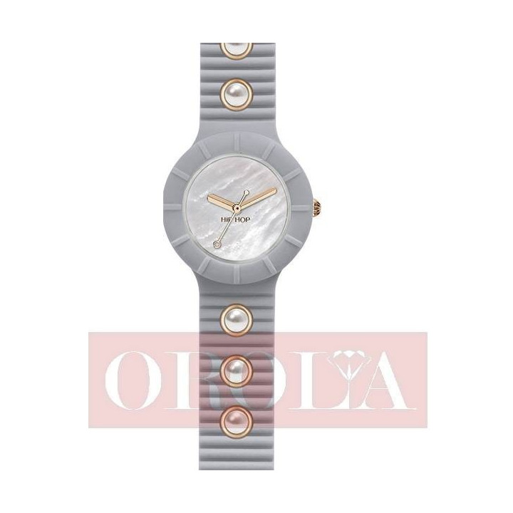 Watches HipHop Grey with Metal Inserts and Pearls HWU0491